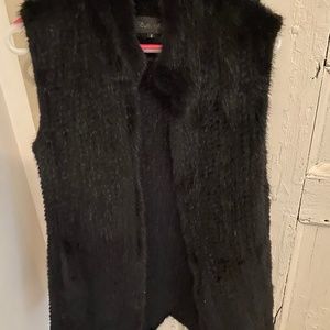 Women’s Black knitted mink vest.